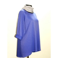 Trapezowa tunika z dłuższym tyłem - kobaltowa przetykana srebrna nitką